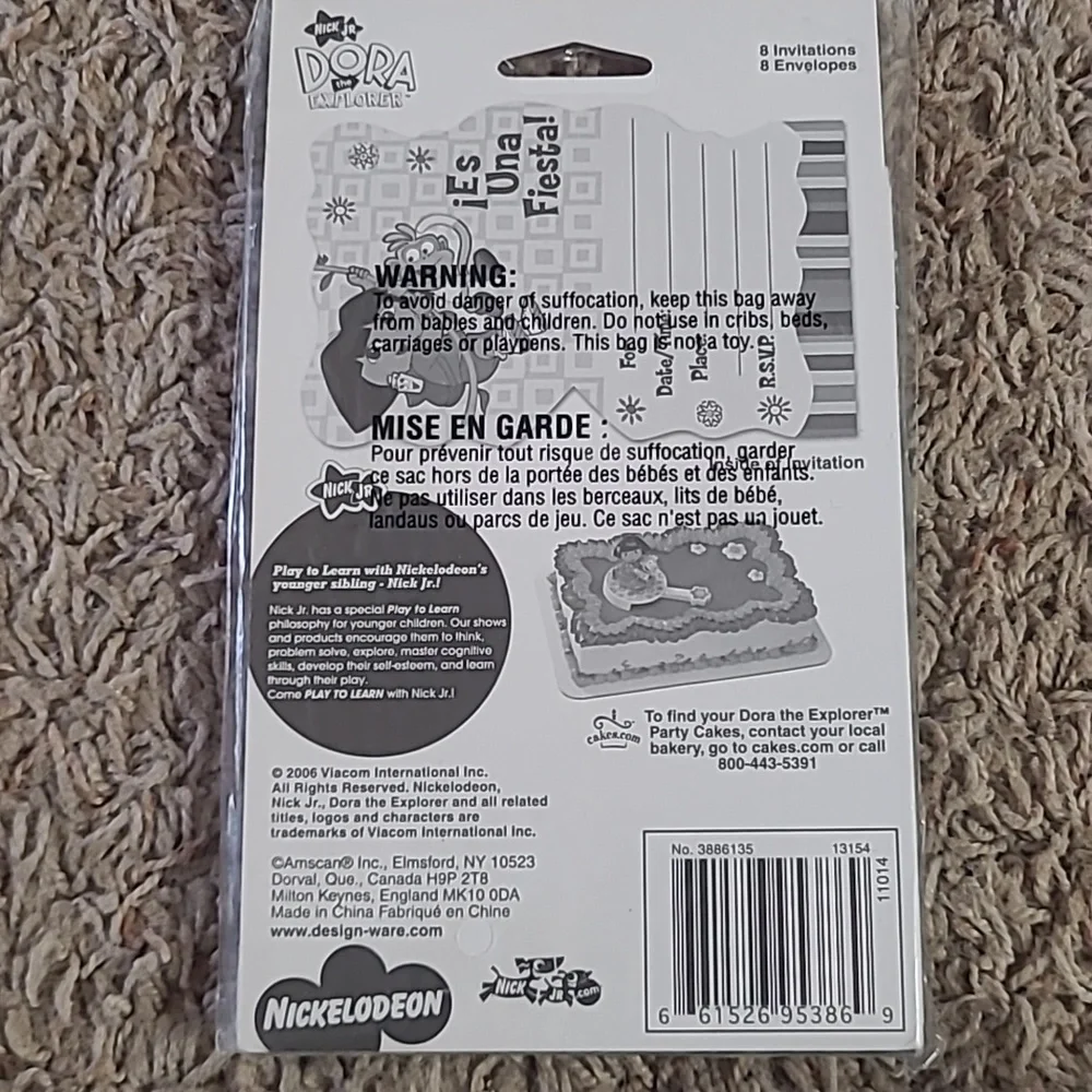 Dora The Explorer Party Invitations 8 Pk. Cards & Envelopes New Nickelodeon